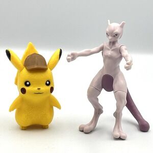 2019 Burger King Pokémon Toys Pikachu & Mewtwo Figures Lot Detective Pikachu